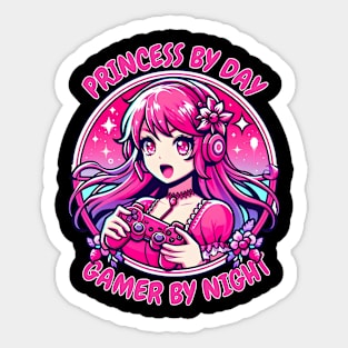 Princess by day Gamer by night Sticker